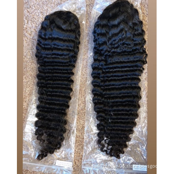 2021 deep wave lace frontal wig 13*4  deep curly hair wig wholesale supplier 613 HD lace wig cabelos human hair